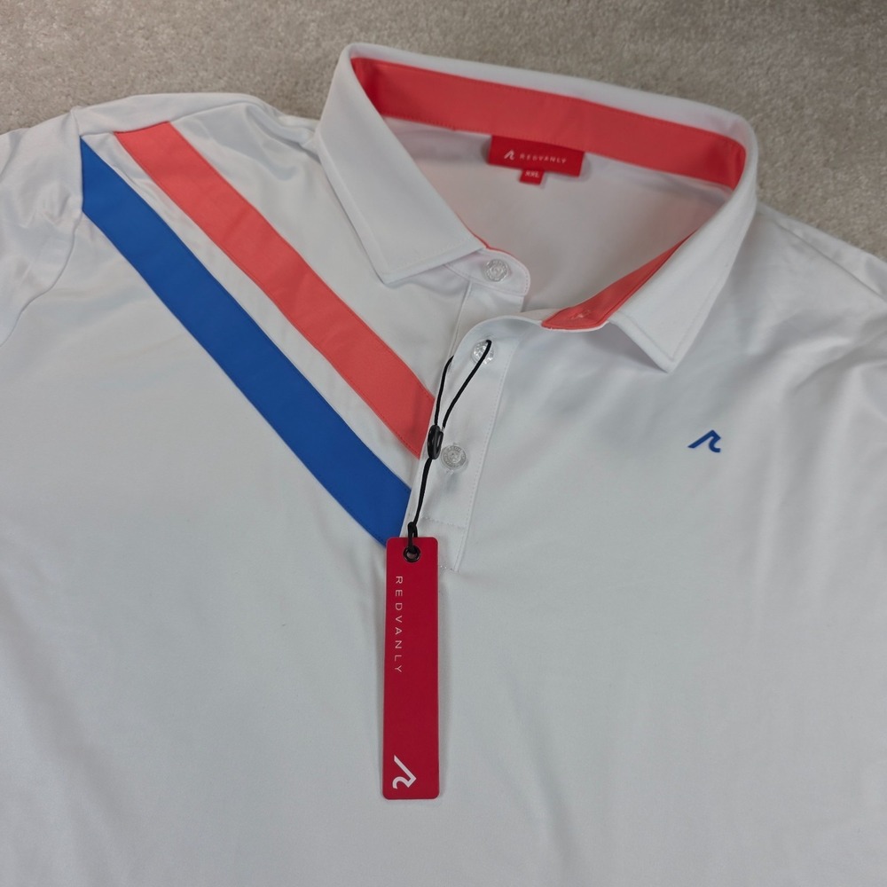 Redvanly Westin Polo Shirt Mens 2XL Bright White Stretch Short Sleeve Logo NWT
